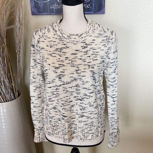 J. Crew Speckled Cotton Crew Neck Sweater Item H4658 Ivory Charcoal Size S - Picture 5 of 14